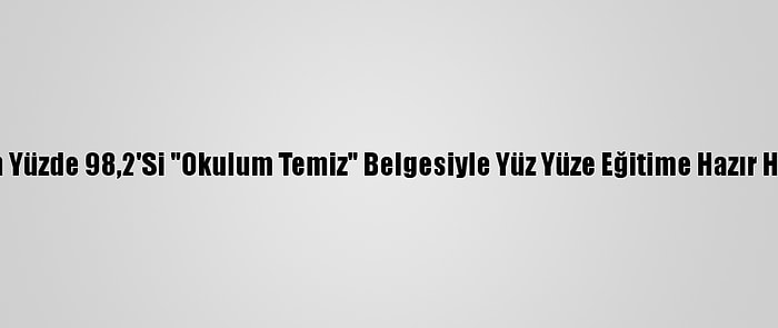 Okulların Yüzde 98,2'Si "Okulum Temiz" Belgesiyle Yüz Yüze Eğitime Hazır Hale Geldi