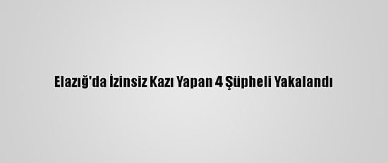 Elazığ'da İzinsiz Kazı Yapan 4 Şüpheli Yakalandı