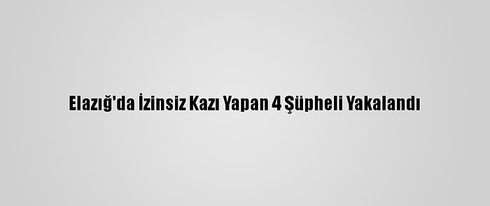 Elazığ'da İzinsiz Kazı Yapan 4 Şüpheli Yakalandı