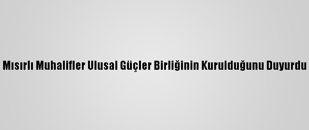 Mısırlı Muhalifler Ulusal Güçler Birliğinin Kurulduğunu Duyurdu
