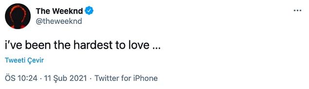 Fakat bu sefer, paylaşımın ardından The Weeknd'ten de cevap niteliğinde bir tweet geldi.