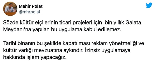 Galata'da Tarihi Binayı Örten Nusret Posterine Tepki: 'Kültür Varlığı Mevzuatına Aykırı'