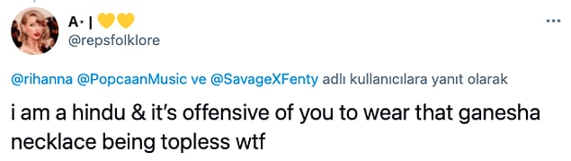 "Ben bir Hinduyum ve üstsüz bir şekilde Ganesha kolyesi takman bizim için bir hakaret."