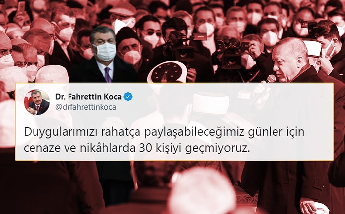 'Cenaze ve Nikâhlarda 30 Kişiyi Geçmiyoruz' Diyen Fahrettin Koca'nın Bu Fotoğrafı Olay Oldu