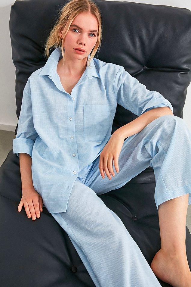 19. Kumaşı, dokusu ve rengi harika bir pijama takımı....