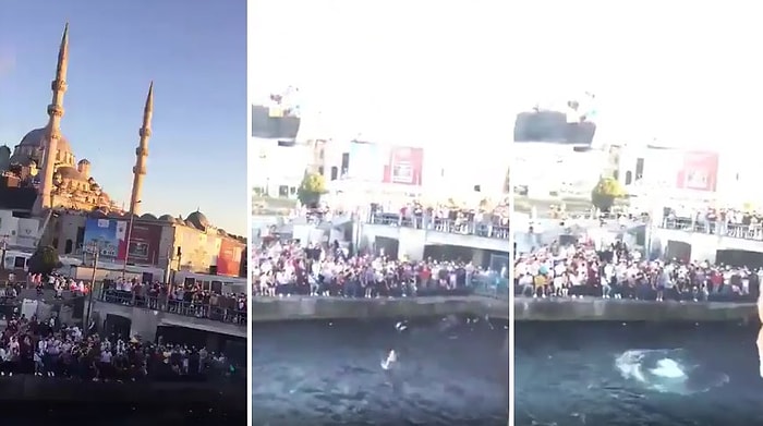 Eminönü'nde Toplanan Binlerce Suriyelinin Denize Atlama Yarışması Yaptığı İddiası