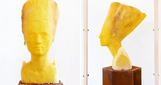 Могучая Мать-природа: 60000 пчел помогли создать статую Нефертити из сот