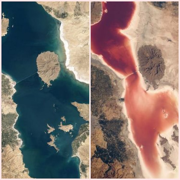 13. Orta Doğu'nun en büyük göllerinden biri olan Urmiye Gölü zamanla küçülmüş.