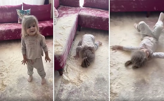 Kilolarca Unu Salona Döküp Bir Güzel de Eğlenen Yaramaz Ufaklık