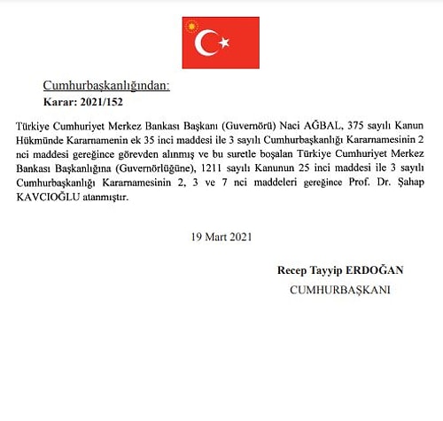 Merkez Bankası Başkanı Naci Ağbal Görevden Alındı!