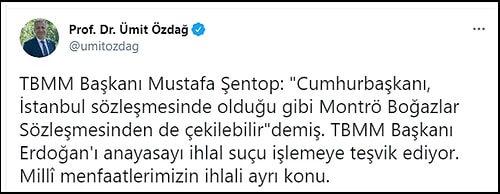 Meclis Başkanı: 'Erdoğan İsterse, Avrupa İnsan Hakları Sözleşmesi'nden de Montrö'den de Çıkabilir'