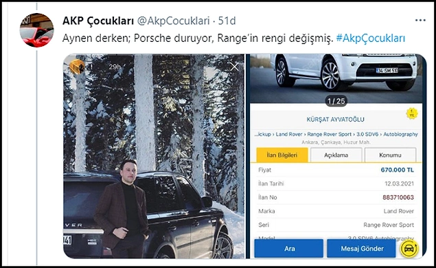 Paylaşımlarda Ayvatoğlu'nun satışa çıkardığı lüks araçlarına da değiniliyor. ????