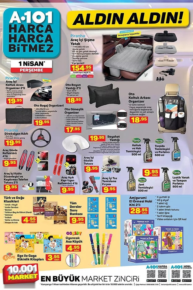 Piranha araç içi şişme yatak 179,95 TL.