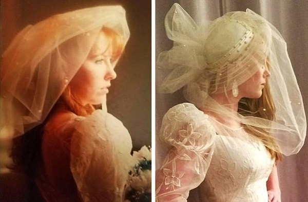 1. "Примерила волшебно красивое мамино свадебное платье 1985 года".