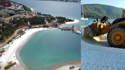 Maldivler Görüntüsü Vermek İçinmiş! Muğla Bodrum'da Plaja Dökülen Kuvars Tozu Kaldırılıyor