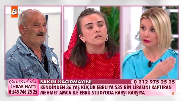 Bu iddiaların ardından canlı yayına gelen Ebru, borcunun 535 bin TL olmadığını, Mehmet amcanın bir gün kendisinden borç para istediğinde ahlaksız teklifte bulunduğunu ve para karşılığında taciz etmek istediğini anlattı.