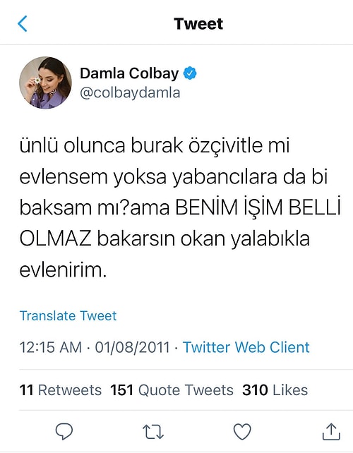 Hekimoğlu Dizisinde Oynayan Damla Colbay'ın 10 Yıl Önce Okan Yalabık ile İlgili Attığı Tweet Ortaya Çıktı