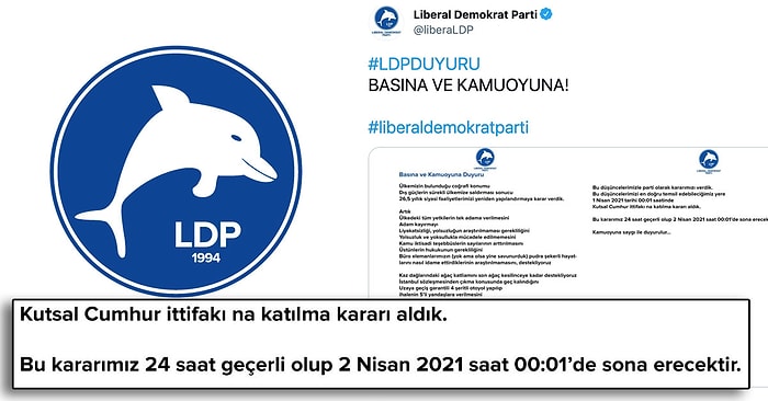 Liberal Demokrat Parti'nin Cumhur İttifaklı 1 Nisan Şakası Tepkilere Neden Oldu