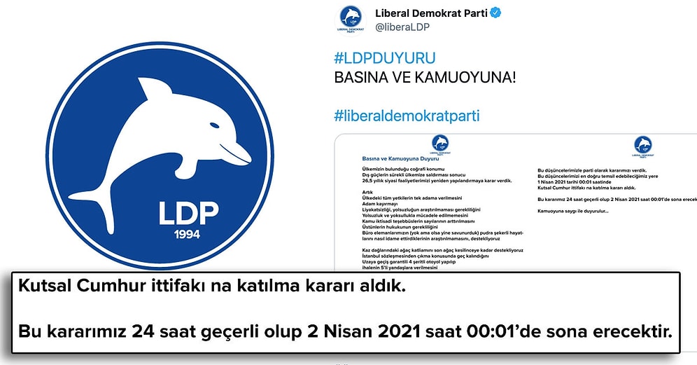 Liberal Demokrat Parti'nin Cumhur İttifaklı 1 Nisan Şakası Tepkilere Neden Oldu