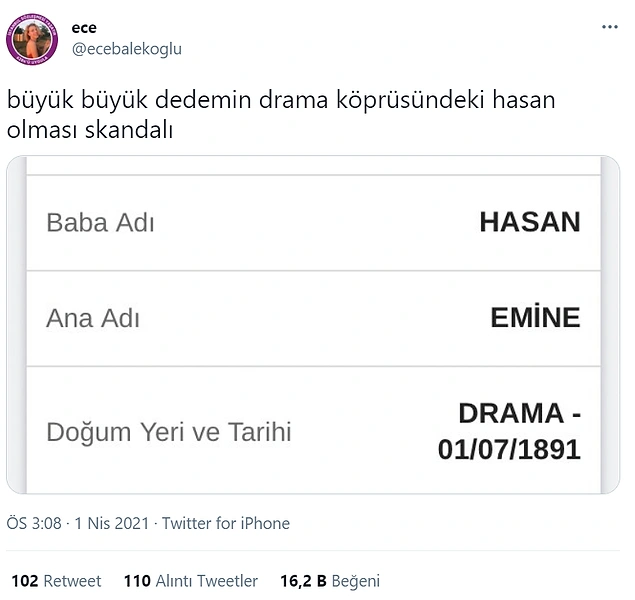 Dedeye bak türküsü var...