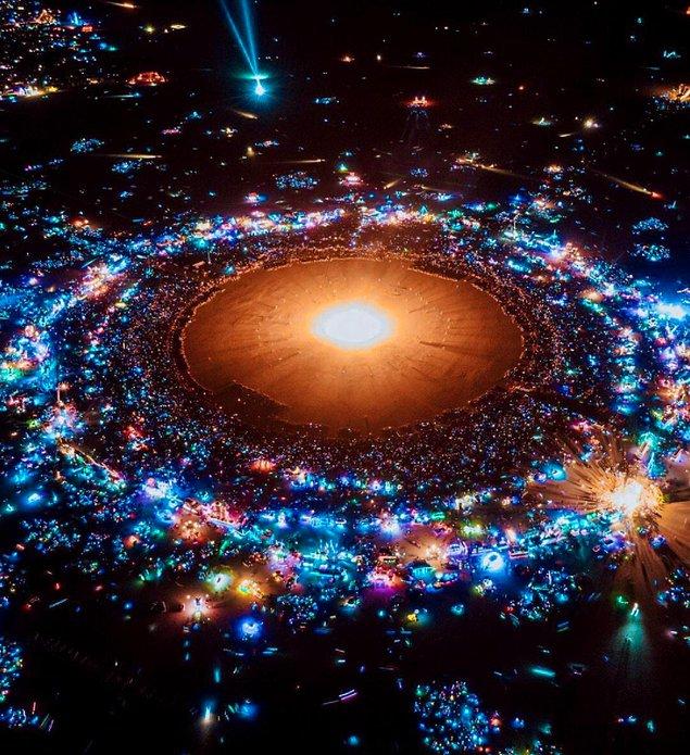 6. Burning Man festivali gökyüzünden böyle görünüyor: