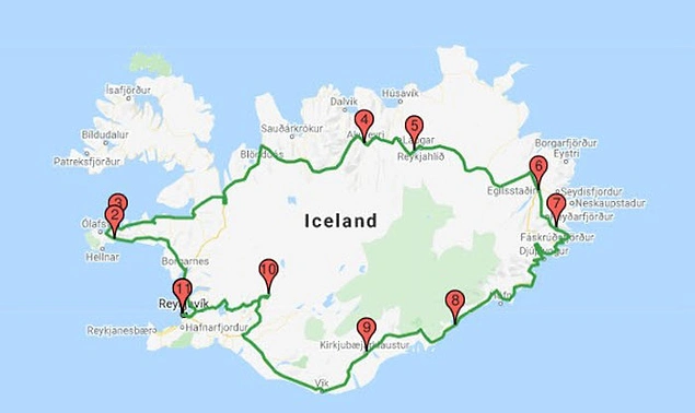 24 saatten daha kısa sürede tüm İzlanda'yı dolaşabilirsiniz.