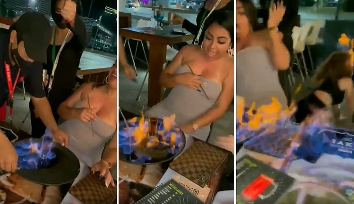 Bu Nasıl Sunum? Bir Mekanda Alevli Sunum Yapan Garsonlar Kadının Alev Almasına Neden Oldu