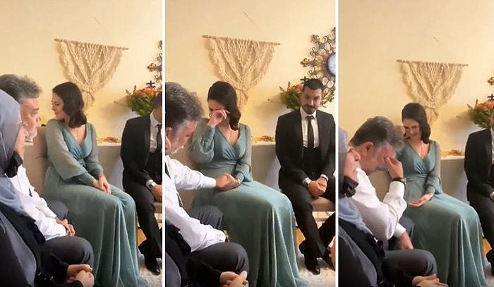 Kız İsteme Merasimi Sırasında Duygusal Anlar Yaşayıp Gözyaşlarına Boğulan Baba-Kız