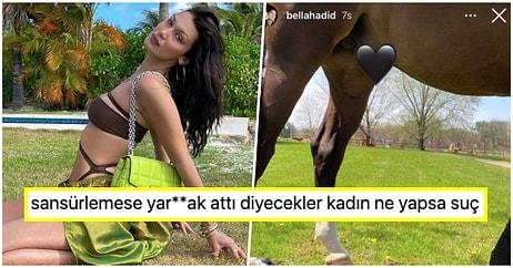 Atın Cinsel Organını Kalp Emojisi ile Kapatan Bella Hayriye Hadid Mizahşör Takipçilerinin Diline Düştü!