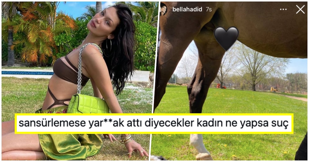 Atın Cinsel Organını Kalp Emojisi ile Kapatan Bella Hayriye Hadid Mizahşör Takipçilerinin Diline Düştü!
