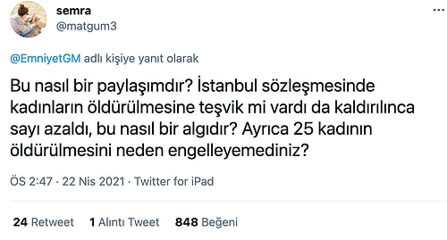 Emniyet Genel Müdürlüğü'nün 25 Kadın Cinayetini Başarı Tablosu Olarak Gösterdiği Paylaşıma Tepki Yağdı!