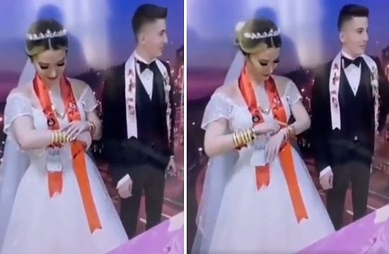 Düğünde, Takılan Altın Bilezikleri Sayıp Mutlu Olan Gelin