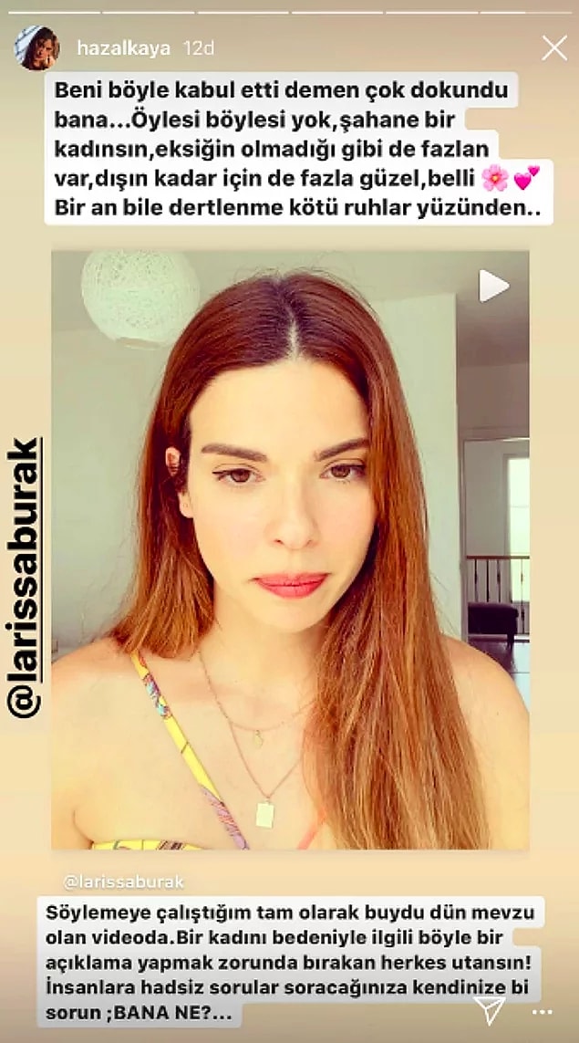 9. Aynı şekilde acımasız sosyal medya kullanıcılarının Larissa Gacemer'e yaptığı ağır baskıda da arkasında durmuştu.