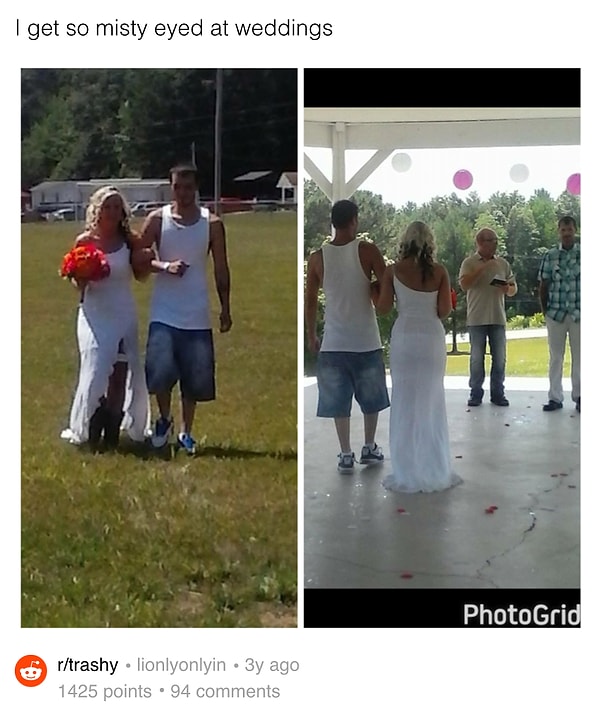 9. Жених нарядно оделся (не то что невеста - в банальное белое платье).