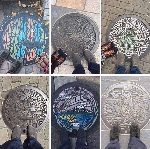 5. Japonya'da 6000'den fazla rögar kapağını sanat eserine çevirmişler.