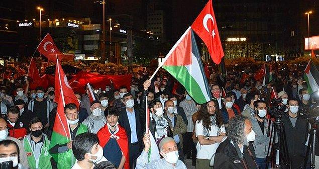 İsrail'i protesto etmek isteyen yüzlerce vatandaş, İsrail'in İstanbul'un Başkonsolosluğu önünde bugün de bir araya geldi.
