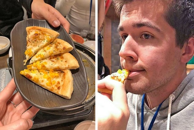 5. "Sumo güreşçileri için yemek yapılan bir restorana gittik. Masaya aşırı küçük bir pizza getirdiler.”