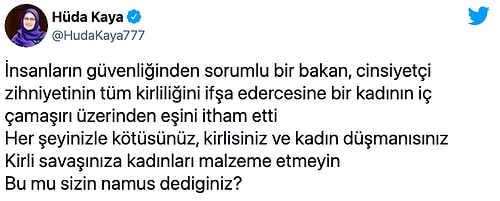 Soylu'nun 'Karısının İç Çamaşırı' Sözlerine Sosyal Medyadan Tepki Yağdı