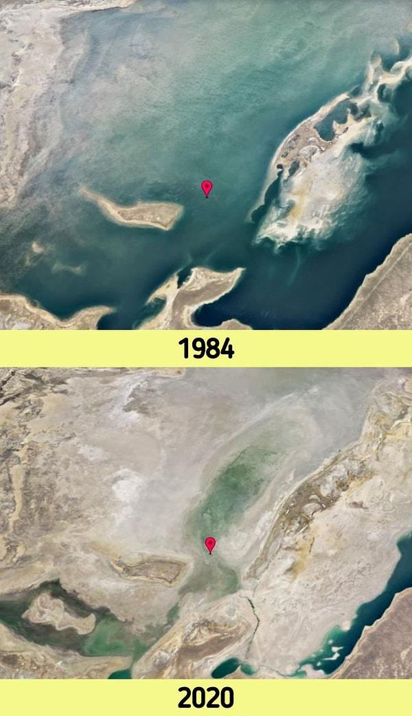 7. Kendileri büyüdükçe gölleri küçülten korkutucu endüstriler: Kazakistan ve Özbekistan arasındaki Aral Denizi