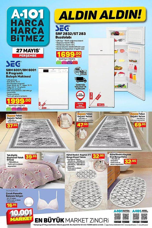 Bu hafta da SEG marka bulaşık makinesi ve buzdolabı satışta olacak.