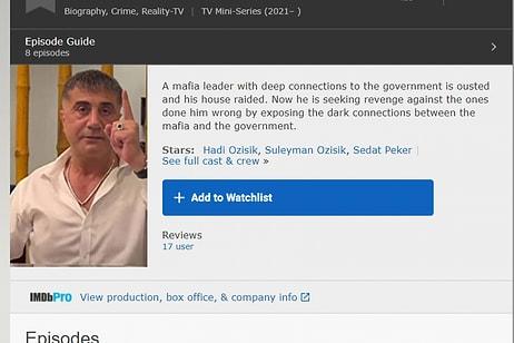 9,9 Puan: Sedat Peker'in Videoları IMDb'de Listelenmeye Başlandı