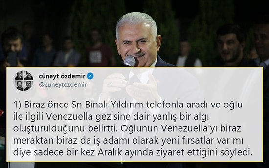 Binali Yıldırım'dan Oğlu Hakkında İkinci Açıklama: 'Yeni Fırsatlar İçin Venezuela'ya Gitti'