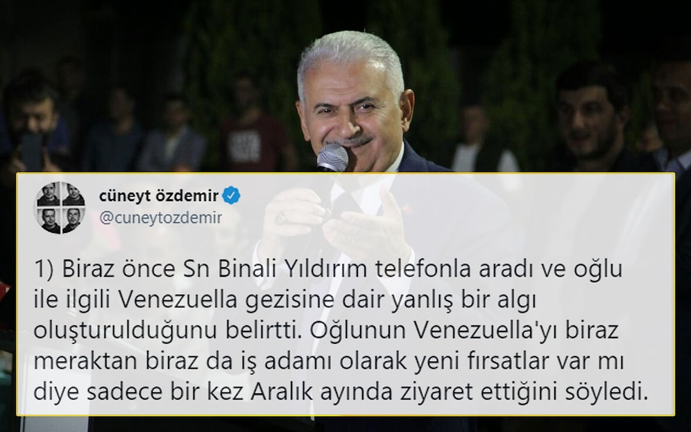 Binali Yıldırım'dan Oğlu Hakkında İkinci Açıklama: 'Yeni Fırsatlar İçin Venezuela'ya Gitti'