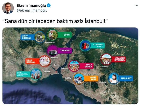 Geçtiğimiz gün İstanbul Büyükşehir Belediye Başkanı Ekrem İmamoğlu Twitter hesabından halka yönelik hizmetlerini gösteren bir görsel paylaştı.