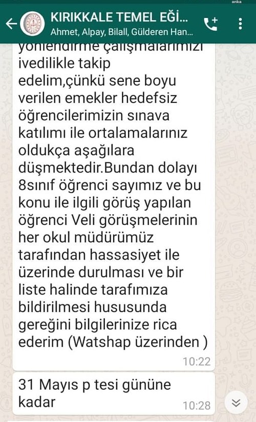 Okul Müdürlerine Talimat: 'Hedefi Olmayan Öğrenciler LGS'ye Girmesin, Ortalamanız Düşüyor'