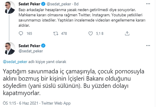 Açıklamada yasaklanmama nedenini şöyle belirtti: