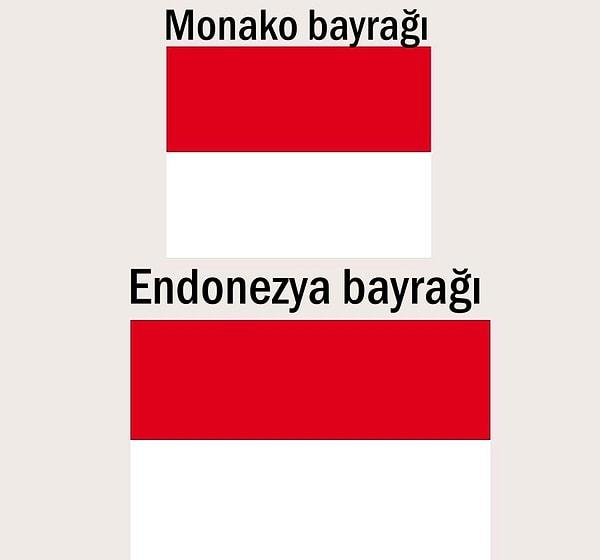 18. "Endonezya ve Monako'nun bayrakları aynı."