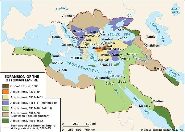 Konumuza geçmeden önce Osmanlı İmparatorluğu'nun sınırlarını şöyle bir hatırlayalım.