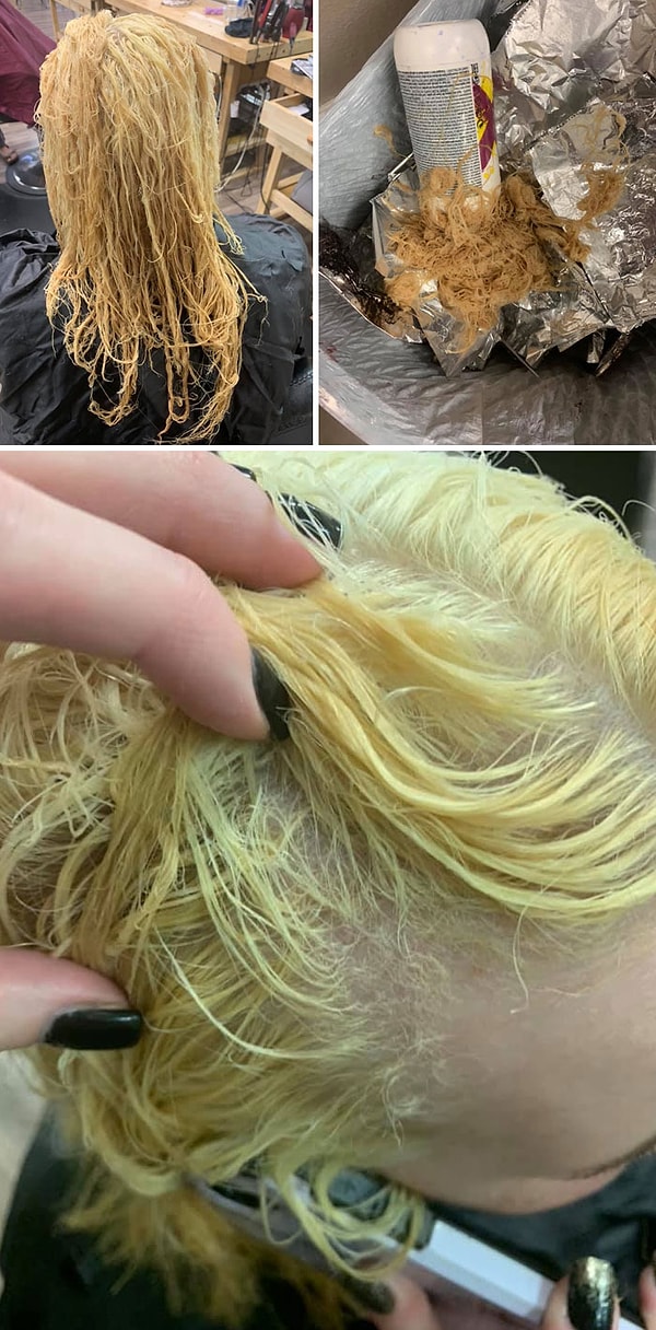 9. Не повторяйте ее ошибок. Она обесцветила волосы дома, а затем нанесла на них средство от вьющихся волос. Ну а теперь ее волосы не подлежат восстановлению