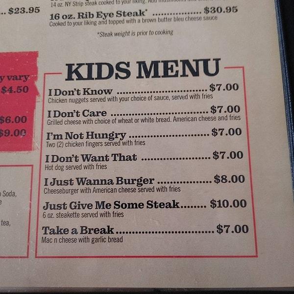 9. "Bugün gittiğim restoranda çocuk menüsündeki yiyeceklerin adı..."